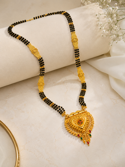 Elegant Bridal Heart Mangalsutra with Intricate Detailing