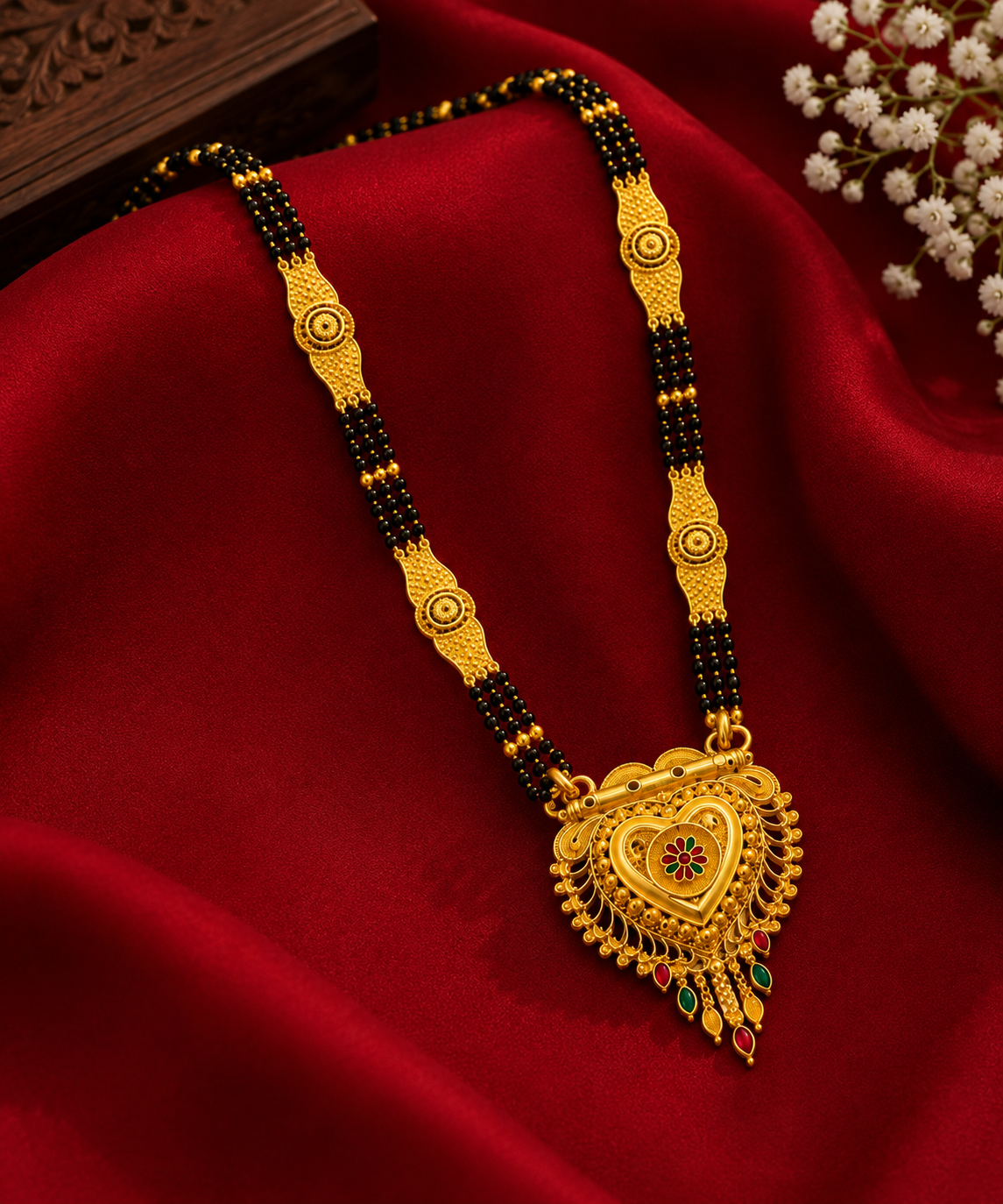 Elegant Bridal Heart Mangalsutra with Intricate Detailing
