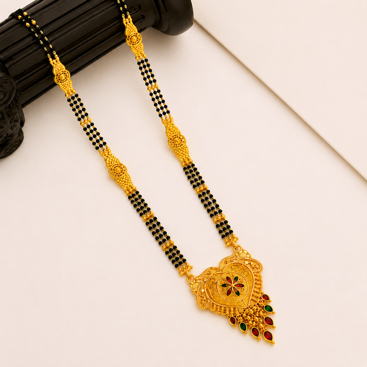 Premium Bridal Mangalsutra Necklace with Intricate Heart Design Pendant