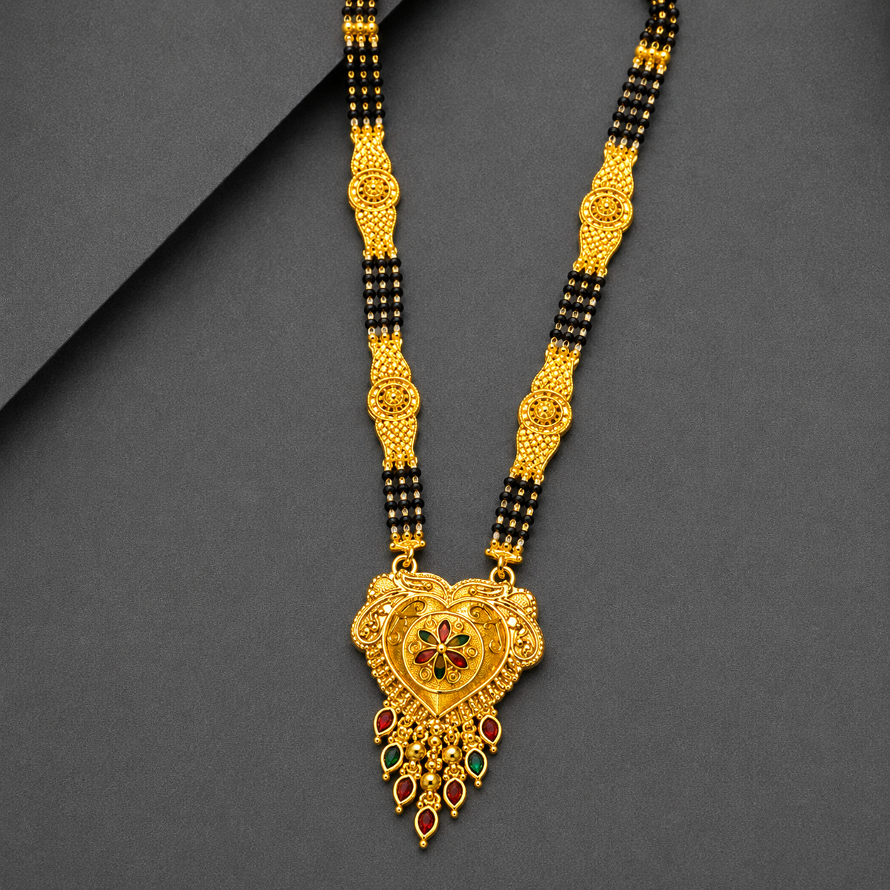 Premium Bridal Mangalsutra Necklace with Intricate Heart Design Pendant