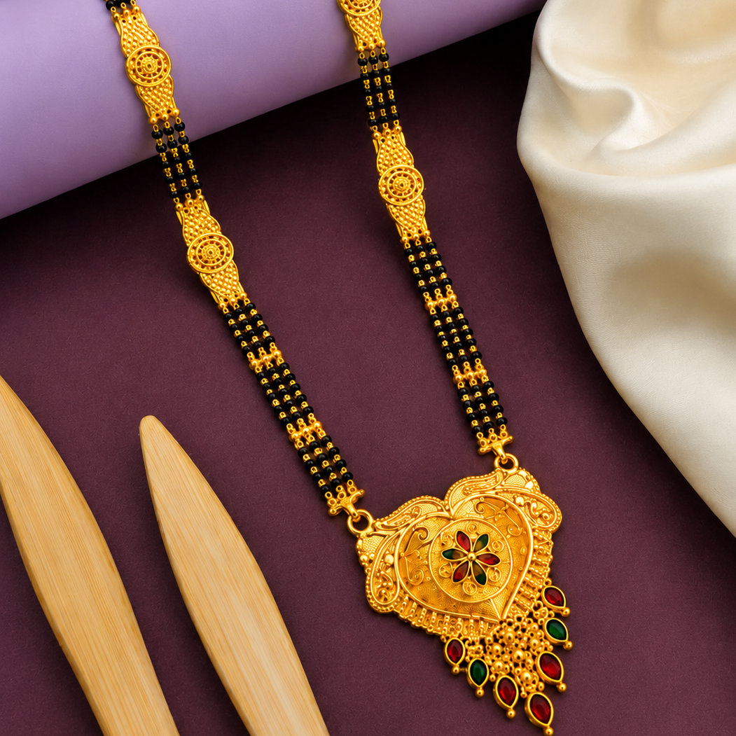 Premium Bridal Mangalsutra Necklace with Intricate Heart Design Pendant