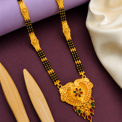 Premium Bridal Mangalsutra Necklace with Intricate Heart Design Pendant
