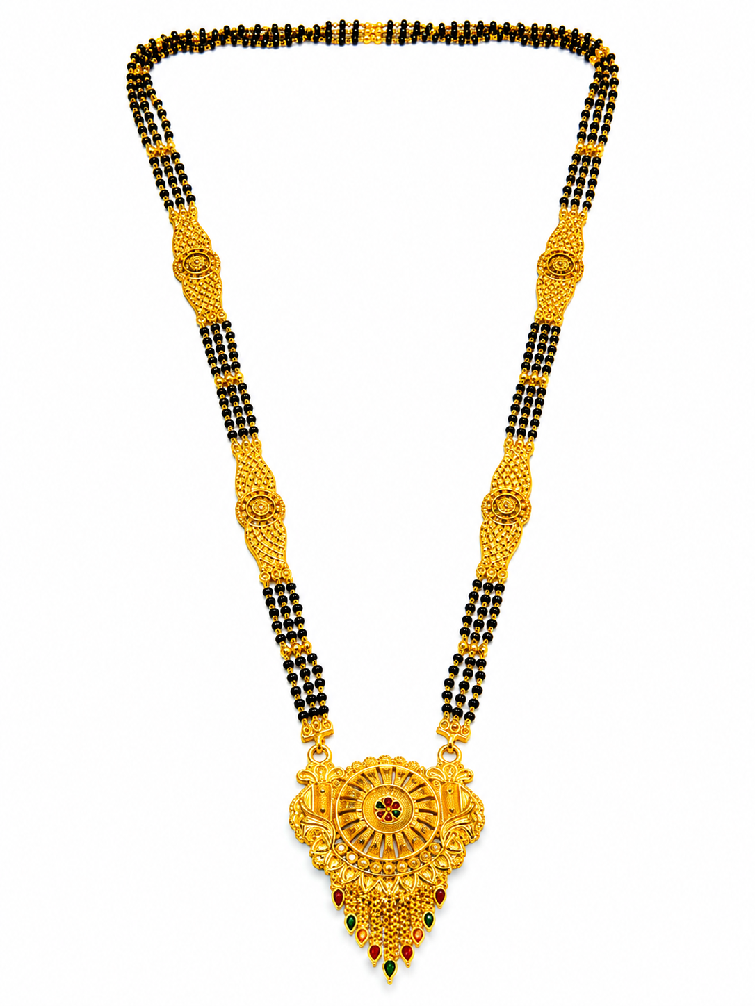 Premium Bridal Mangalsutra with Intricate Floral Medallion Pendant