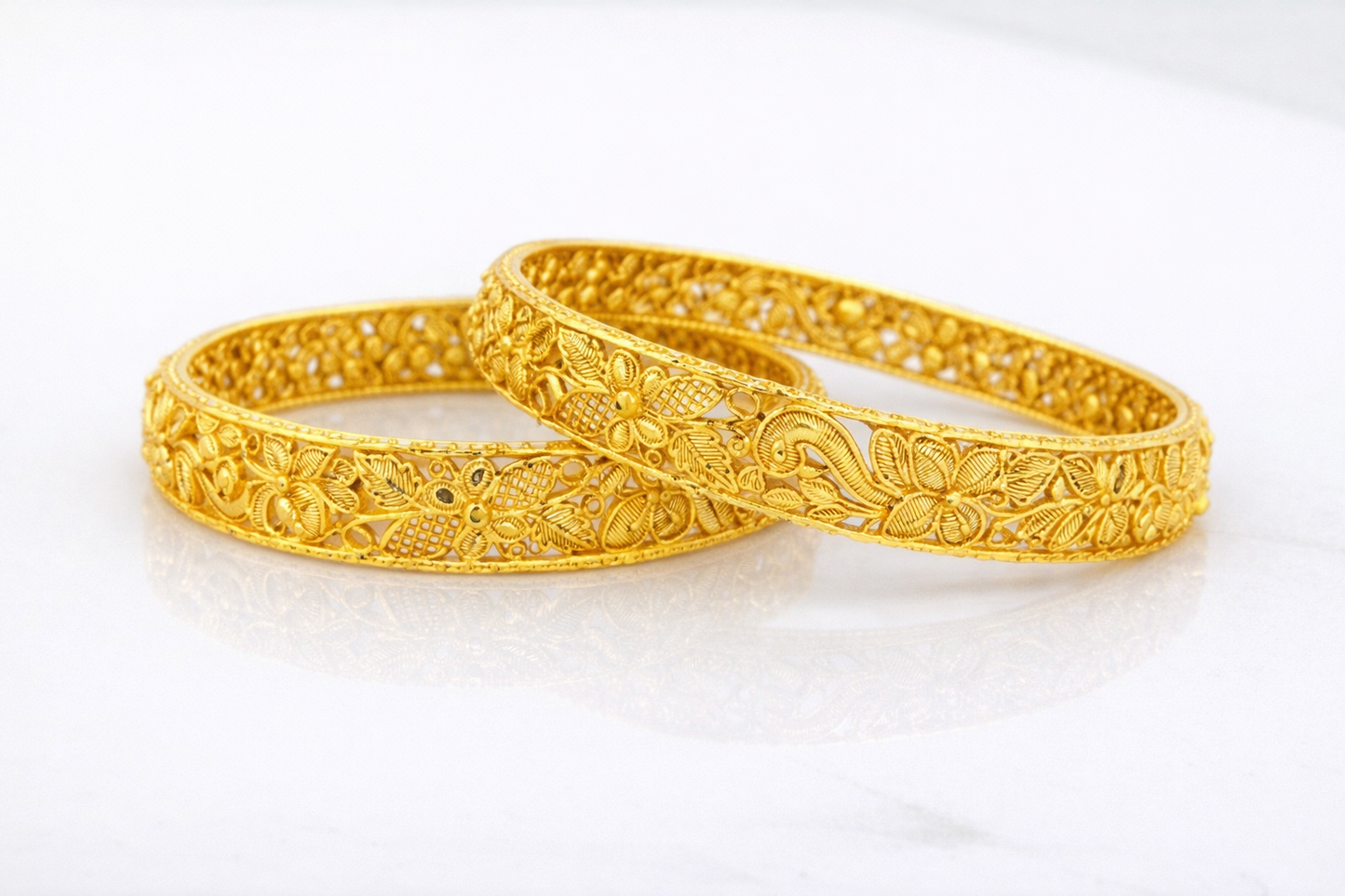 NuGold Trendy Traditional Floral Bangles For Women