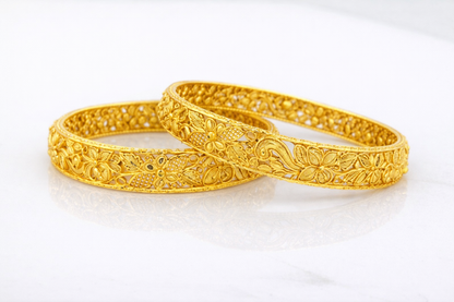 NuGold Trendy Traditional Floral Bangles For Women