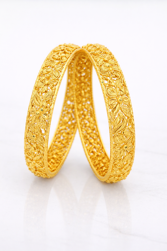 NuGold Trendy Traditional Floral Bangles For Women