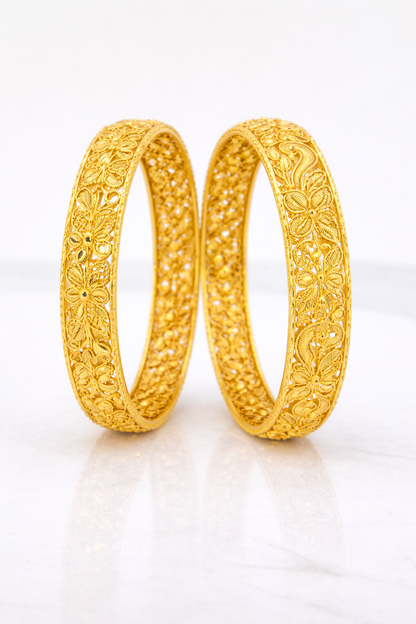 NuGold Trendy Traditional Floral Bangles For Women