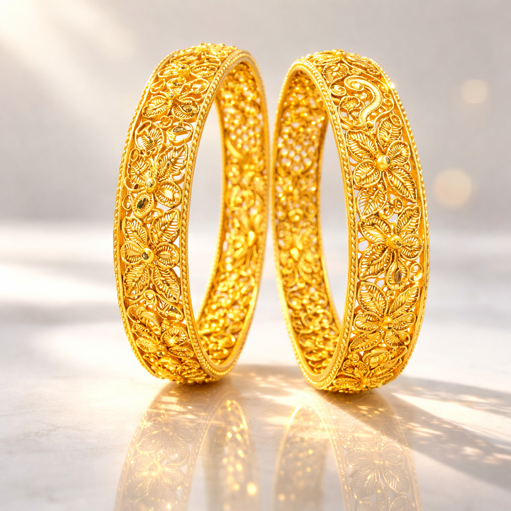 NuGold Trendy Traditional Floral Bangles For Women