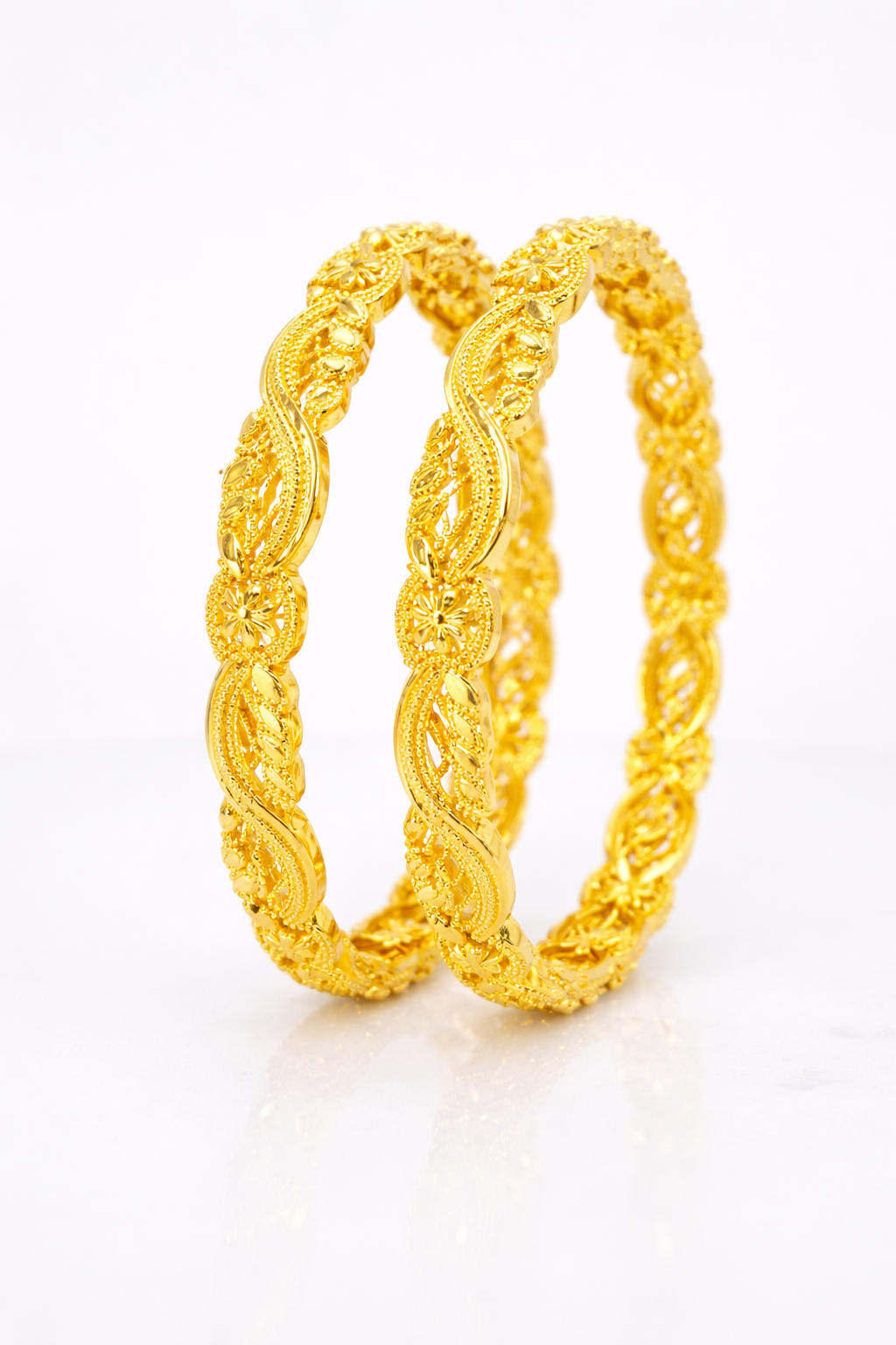NuGold Trendy Floral Designer Bangles For Women
