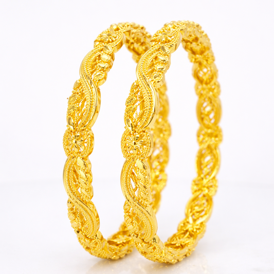 NuGold Trendy Floral Designer Bangles For Women