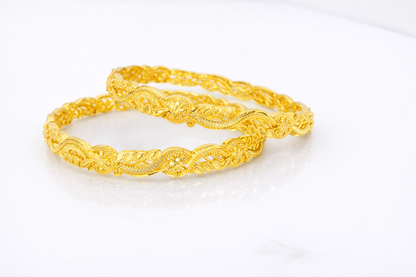 NuGold Trendy Floral Designer Bangles For Women