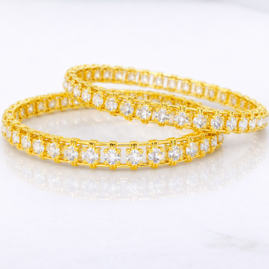 NuGold Trendy Stone Studded Bangles For Women
