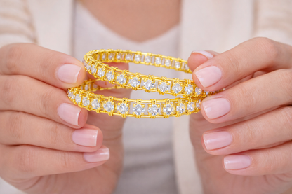 NuGold Trendy Stone Studded Bangles For Women