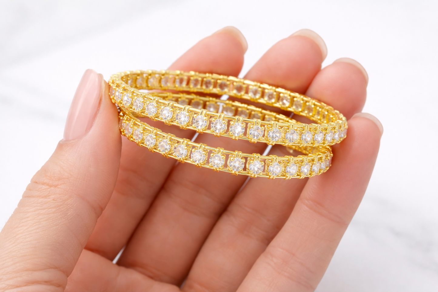 NuGold Trendy Stone Studded Bangles For Women
