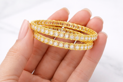 NuGold Trendy Stone Studded Bangles For Women