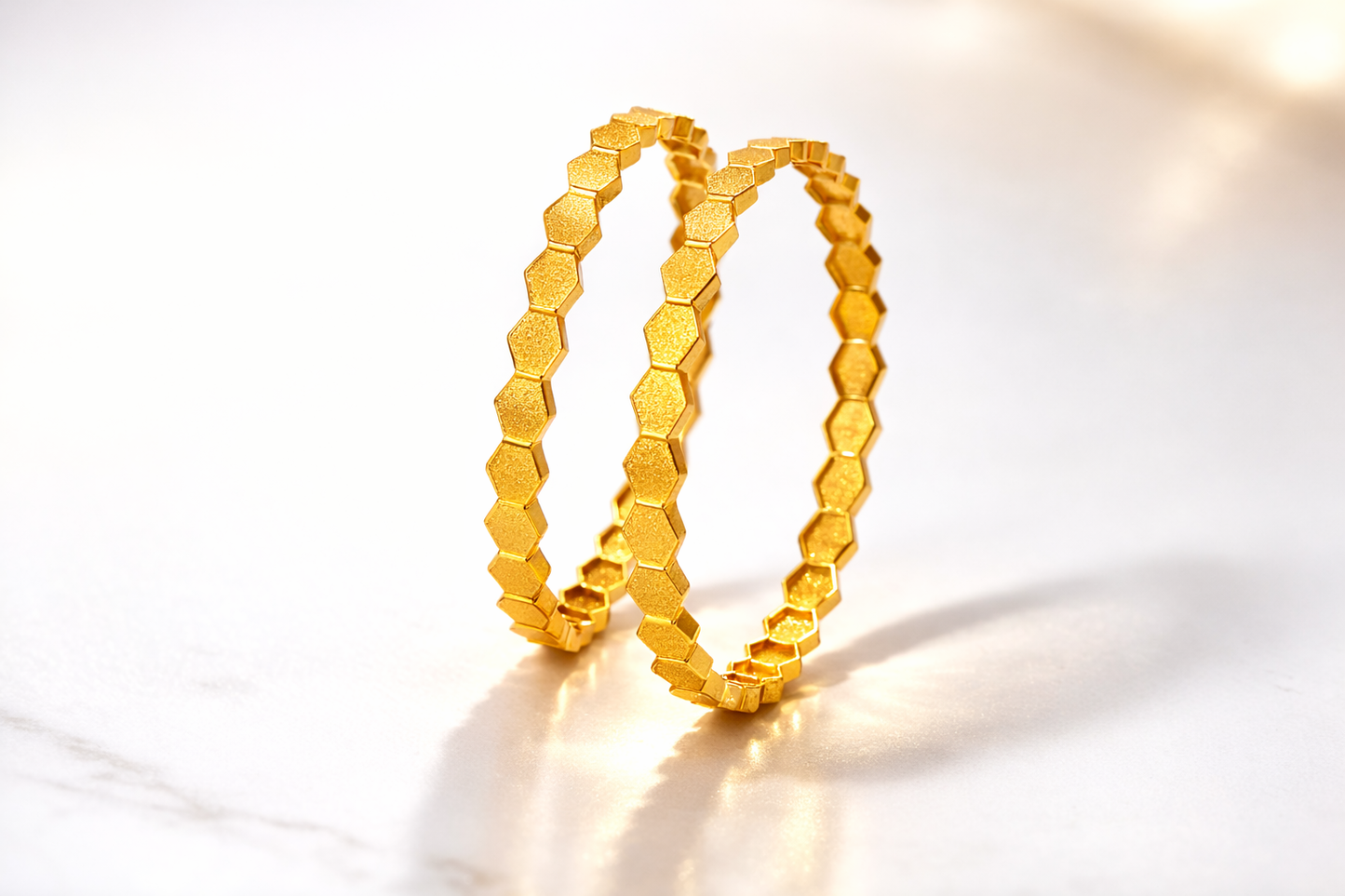 NuGold Hexagon Design Gold Bangles For Women