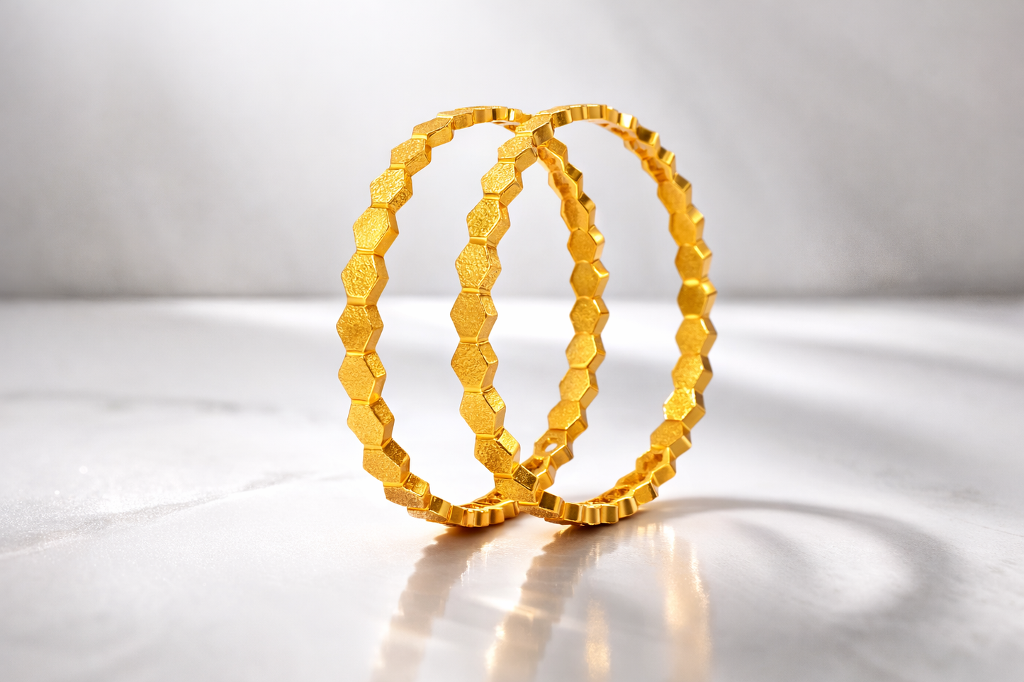 NuGold Hexagon Design Gold Bangles For Women