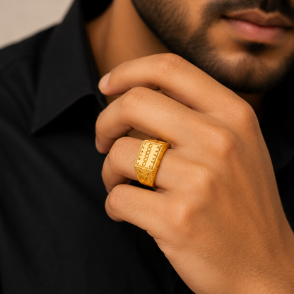 NUGOLD Royal Heritage Geometric Statement Ring for Men