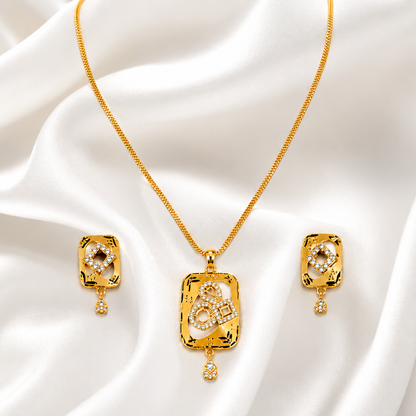 Radiant Square CZ Pendant Necklace Set