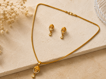 NUGOLD Timeless Floral CZ Pendant Necklace set