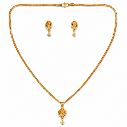 NUGOLD Timeless Floral CZ Pendant Necklace set
