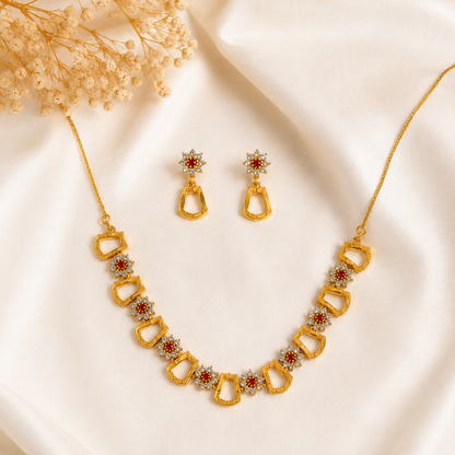 NUGOLD Scarlet Sparkle Gold-Plated Necklace Set