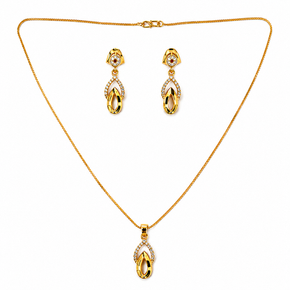 NUGOLD Finish Teardrop Pendant Necklace & Earrings Set for Women