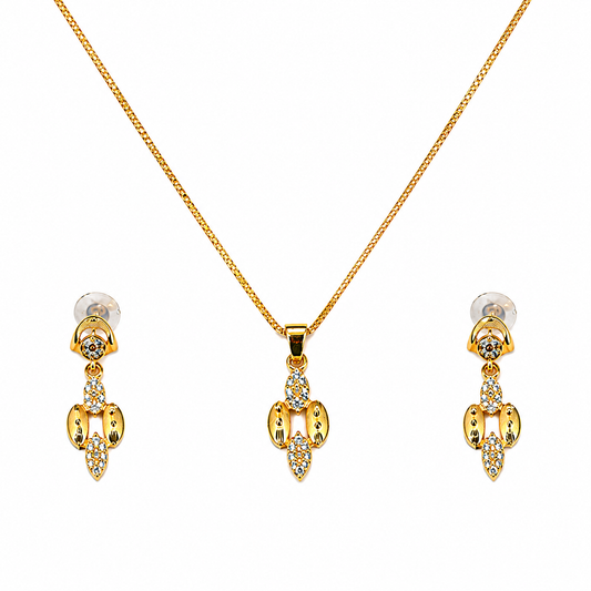 NUGOLD Luxe Crystal Bloom Pendant Necklace & Earrings Set