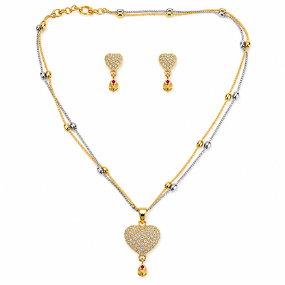 Luxe Crystal Heart Pendant & Matching Earrings Set