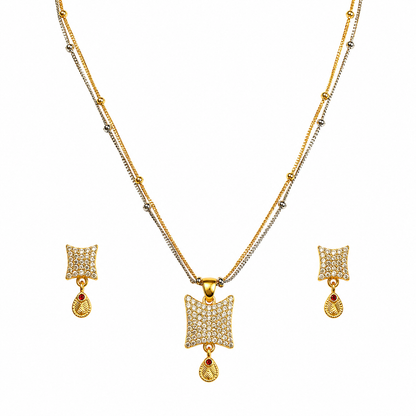 NUGOLD Crystal Veil Pendant & Earrings Set