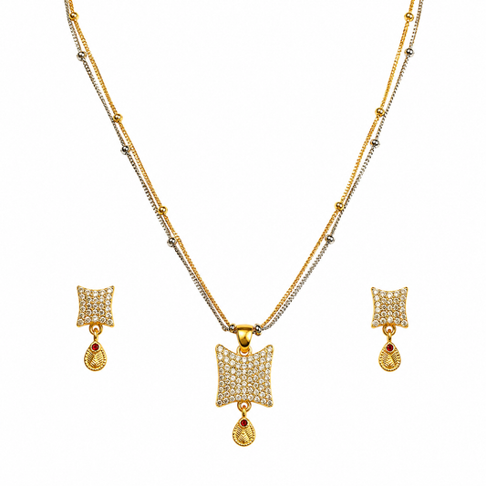 NUGOLD Crystal Veil Pendant & Earrings Set