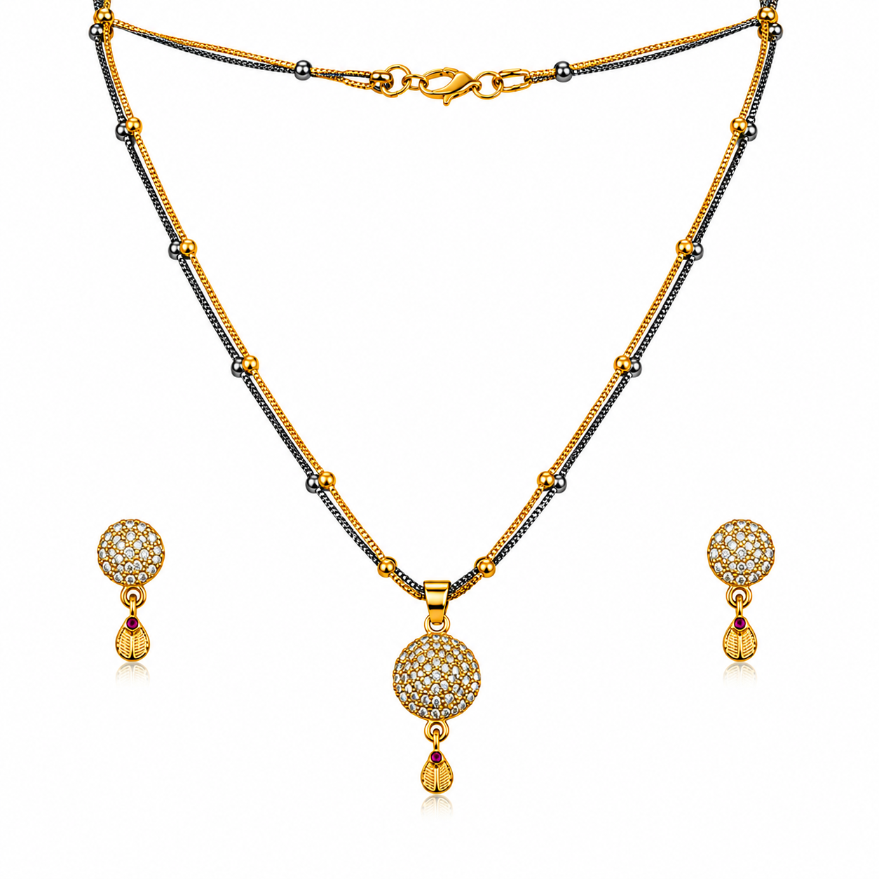 Royal Dazzle CZ Pendant Necklace Set