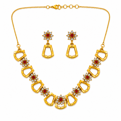 NUGOLD Scarlet Sparkle Gold-Plated Necklace Set