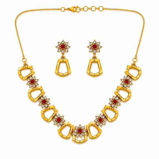 NUGOLD Scarlet Sparkle Gold-Plated Necklace Set