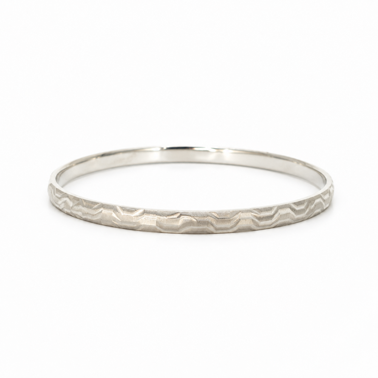 Premium 925 Sterling Silver Zigzag Pattern Kada Bracelet