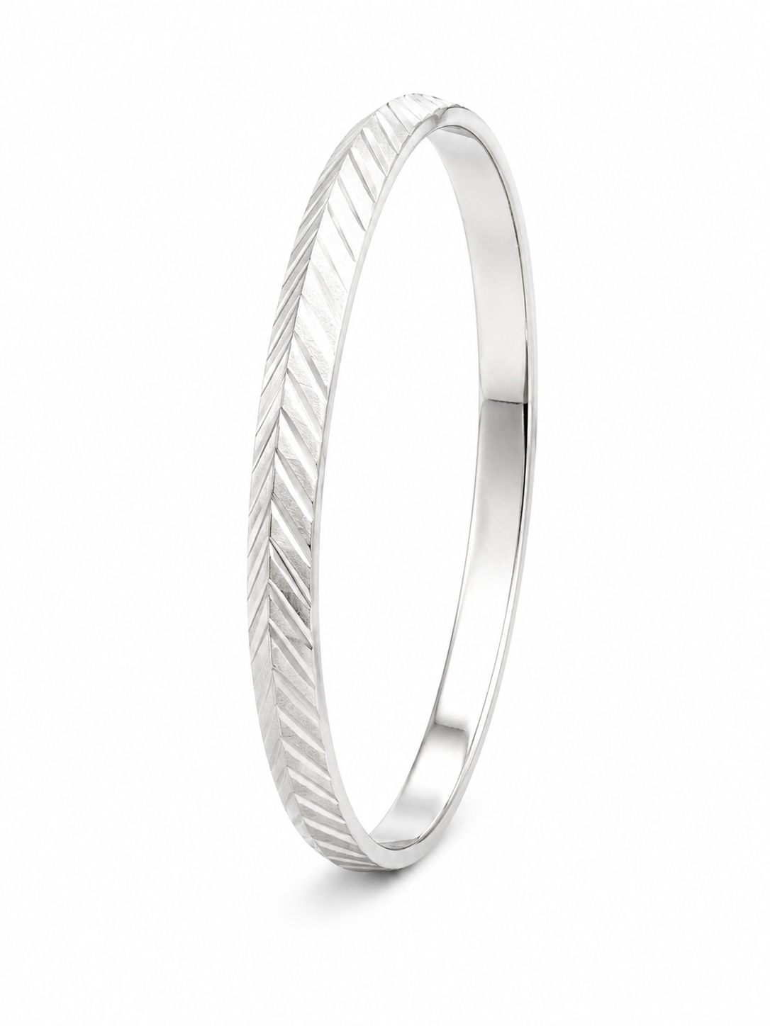 Premium Sterling Silver Chevron Pattern Kada for Men