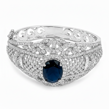 Premium Blue Sapphire Halo CZ Designer Bracelet for Women & Girls