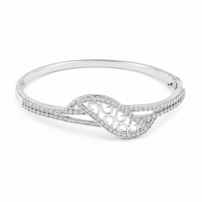 Royal Swirl CZ Stainless Silver Designer Bracelet For Women & Girls