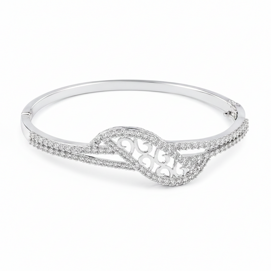 Royal Swirl CZ Stainless Silver Designer Bracelet For Women & Girls