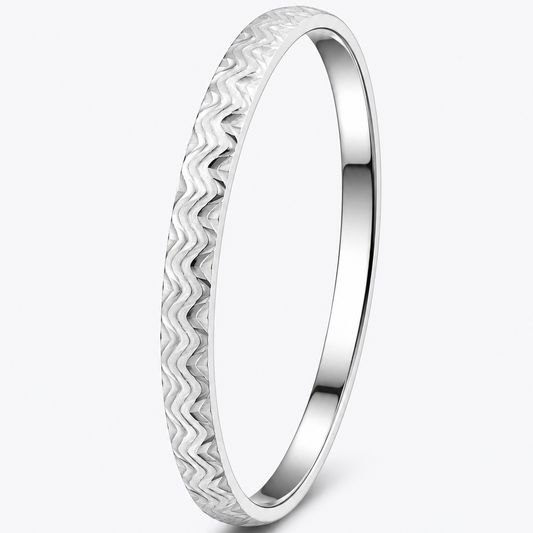 Classic 925 Sterling Silver Chevron Pattern Men's Kada
