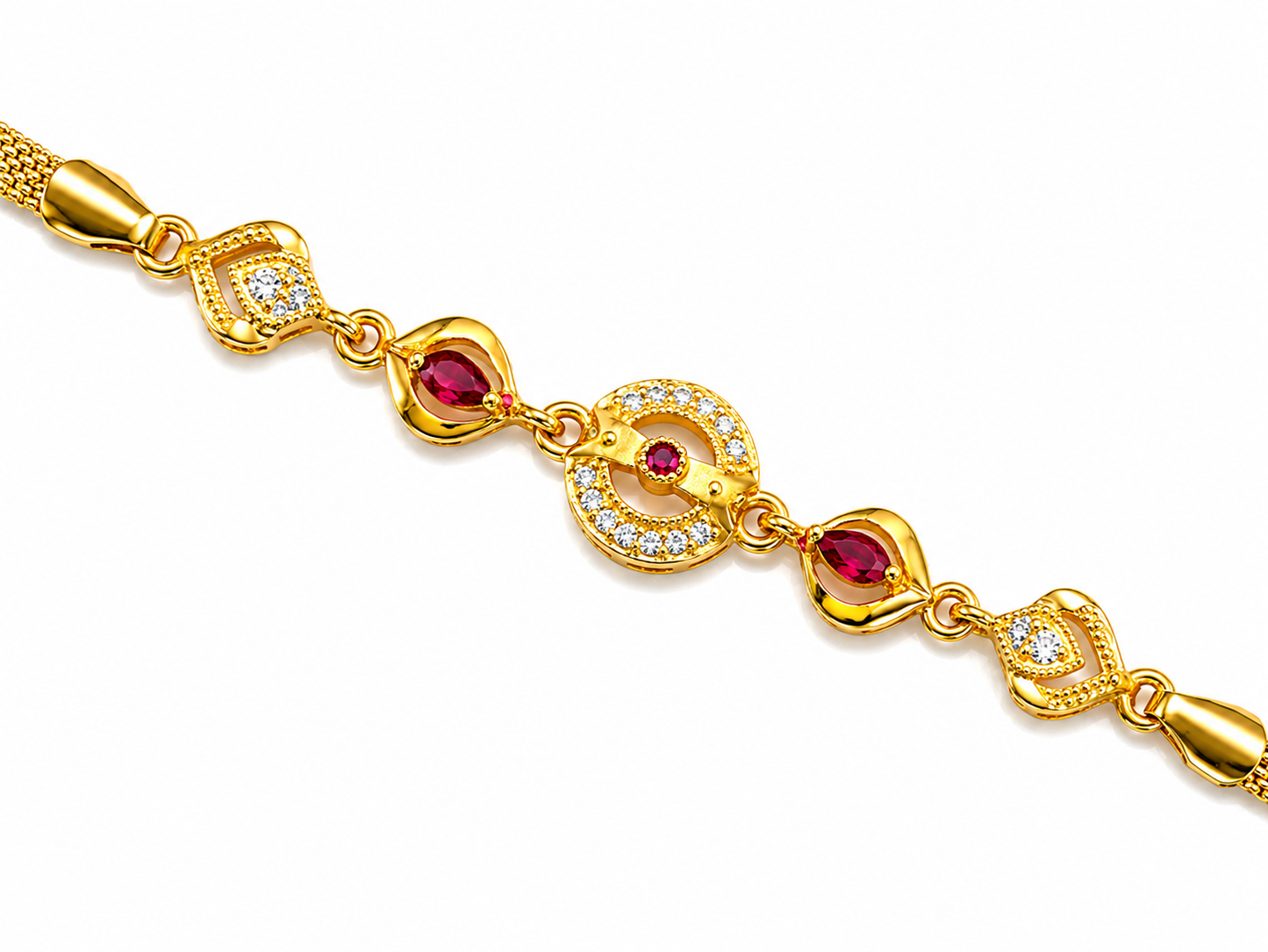 Regal Ruby Sparkle Link Bracelet for Women