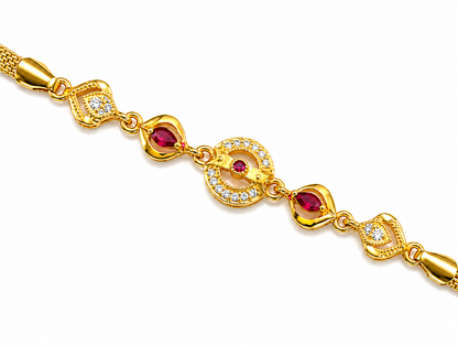 Regal Ruby Sparkle Link Bracelet for Women