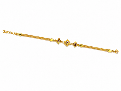 Royal Ruby Floral Charm Bracelet for Women & Girls