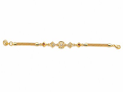 Premium Royal Ruby Geometric CZ Charm Bracelet for Women & Girls