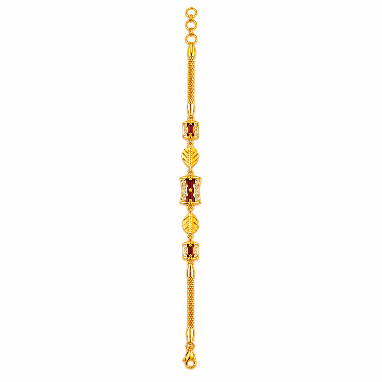 Imperial Ruby Baguette Link Bracelet for Women & Girls