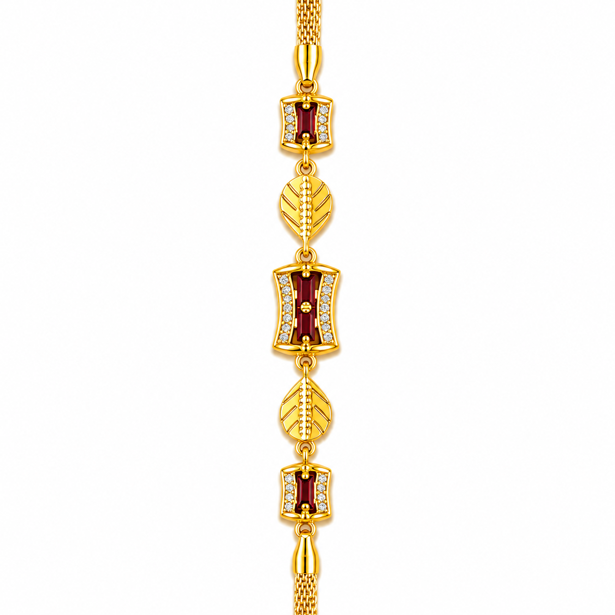 Imperial Ruby Baguette Link Bracelet for Women & Girls