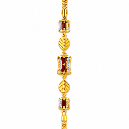 Imperial Ruby Baguette Link Bracelet for Women & Girls