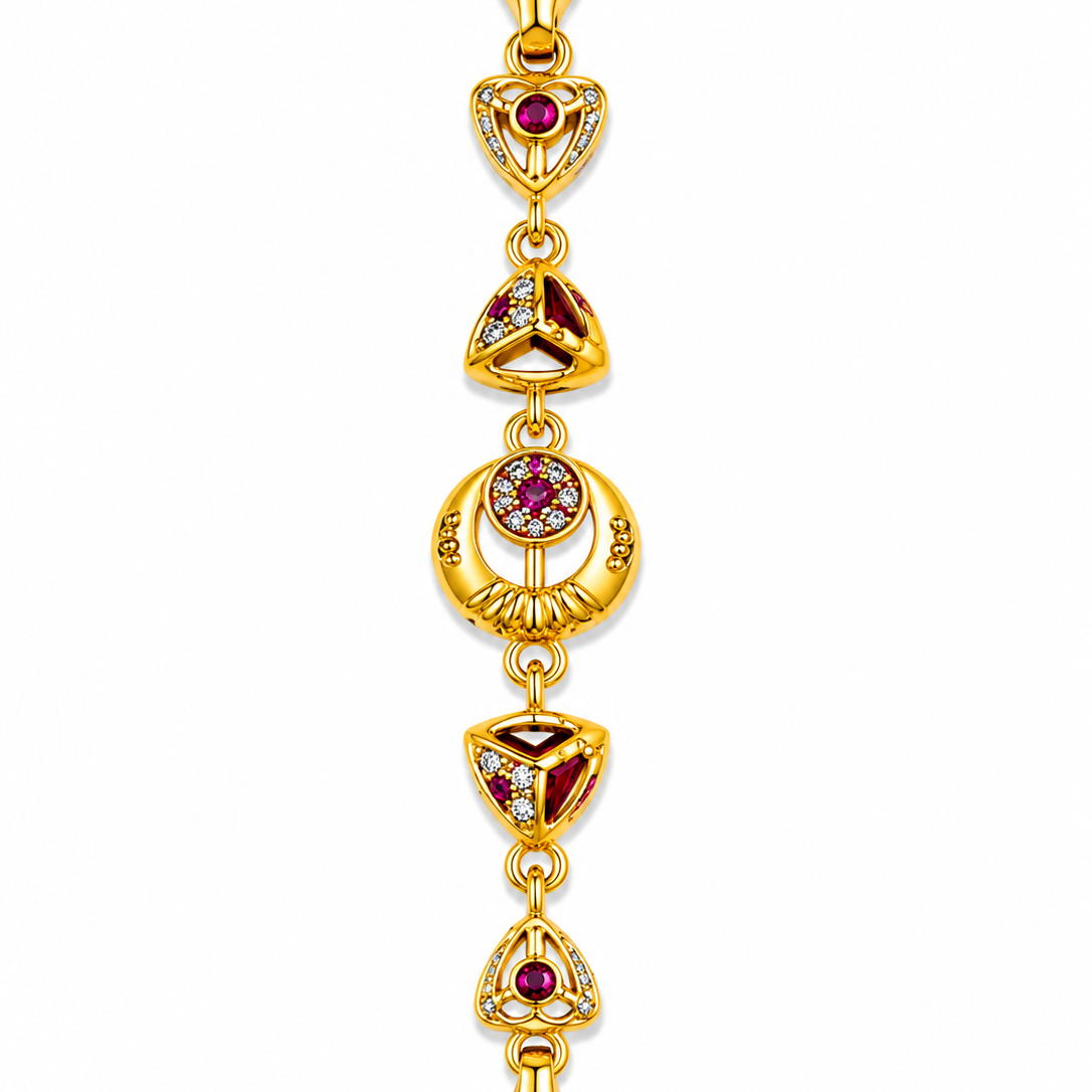 Luxury Ruby Trinity Charm Bracelet for Women & Girls
