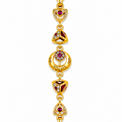 Luxury Ruby Trinity Charm Bracelet for Women & Girls