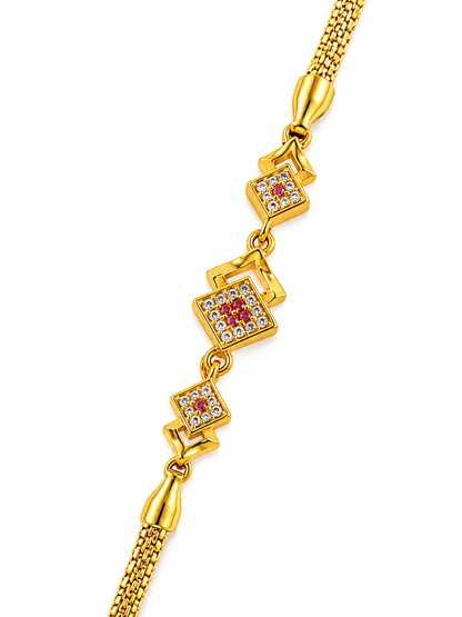 Elegant Square Crystal Gold Bracelet for Girls & Women